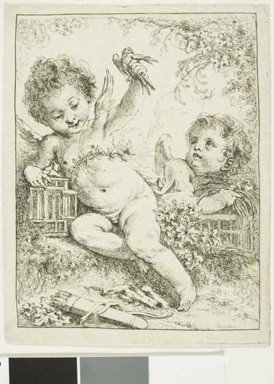 To putti med en fugl av François Boucher