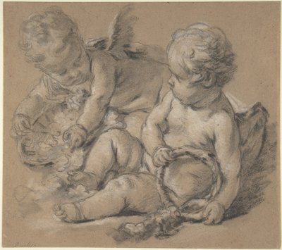 Bevingede putti med blomster av François Boucher
