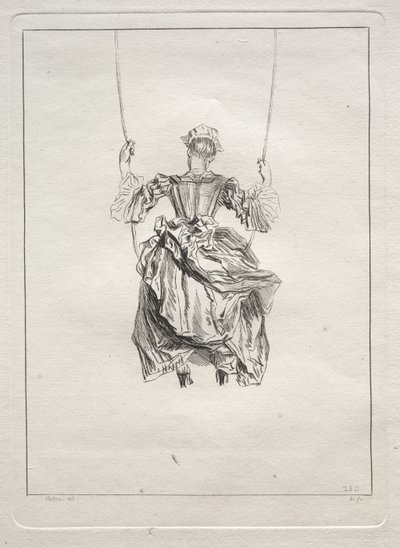 Kvinne på en huske, sett bakfra av François Boucher