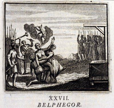 Belphegor. Fabler av Jean de La Fontaine (1621-95). Illustrasjon av Francois Chauveau (1613-1676). Utgave av 1728. av Francois Chauveau
