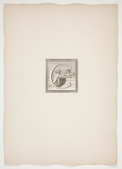 C Monogram med Putti av Francois Chauveau