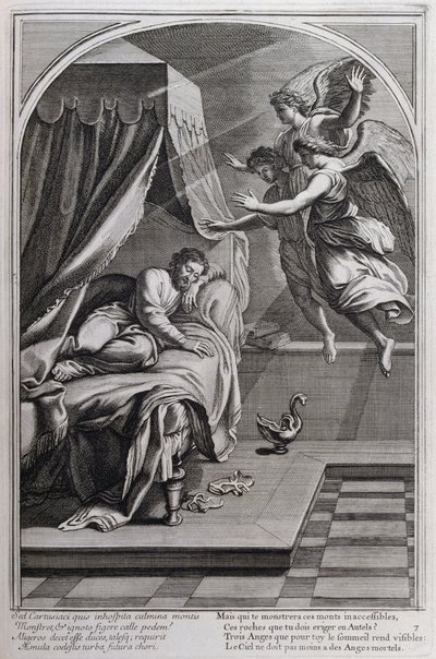 Illustrasjon fra 'Livet til St. Bruno, grunnleggeren av Chartreux-ordenen' Paris 1660. etter maleriene til Eustache Le Sueur og gravert av Fran Sois Chauveau ©UIG/Leemage av Francois Chauveau