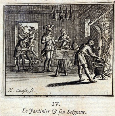 Gartneren og hans herre Fabler av Jean de La Fontaine (1621-95). Illustrasjon av Francois Chauveau (1613-1676). Utgave av 1728. av Francois Chauveau