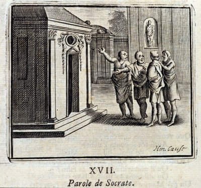 Sokrates sitt ord. Fabler av Jean de La Fontaine (1621-95). Illustrasjon av Francois Chauveau (1613-1676). Utgave av 1728. av Francois Chauveau