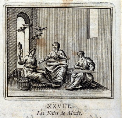 Daughters of Minee. Fabler av Jean de La Fontaine (1621-95). Illustrasjon av François Chauveau (1613-1676). Utgave av 1728. av Francois Chauveau