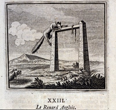 Den engelske reven. Fabler av Jean de La Fontaine (1621-95). Illustrasjon av Francois Chauveau (1613-1676). Utgave av 1728. av Francois Chauveau