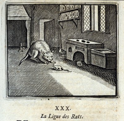 Rotteligaen. Fabler av Jean de La Fontaine (1621-95). Illustrasjon av François Chauveau (1613-1676). Utgave av 1728. av Francois Chauveau