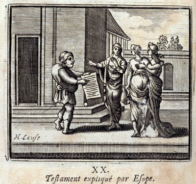 Will forklart av Aesop. Fabler av Jean de La Fontaine (1621-95). Illustrasjon av Francois Chauveau (1613-1676). Utgave av 1728. av Francois Chauveau