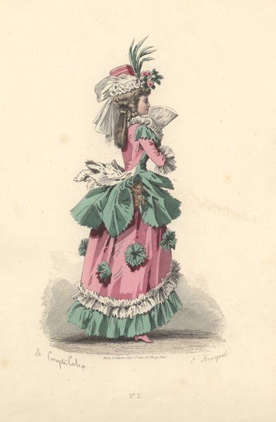 Fasjonabel kvinne i kjole med rosetter, æra av Marie Antoinett av Francois Claudius Compte Calix