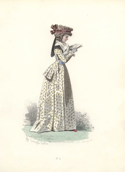 Kvinne som leser en bok, Marie Antoinettes tid. av Francois Claudius Compte Calix