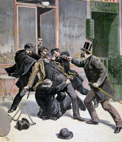 Arrestasjonen av Ravachol, 1892 av Francois Claudius Koeningstein