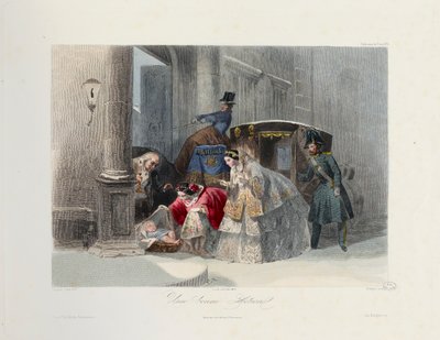 En god gjerning, fra Les Modes Parisiennes, ca. 1860 av Francois Claudius after Compte Calix