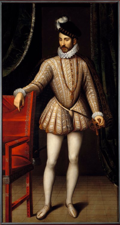Portrett til fots av Charles IX (1550 - 1574) konge av Frankrike. Maleri av Francois Clouet (1515-1572) av François Clouet