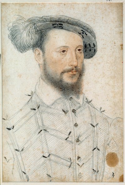 Portrett av Antoine de Halluin, Lord of Piennes (1505 - 1553). Tegning av blod og svart stein av Clouet Francois (1515-1572) av François Clouet