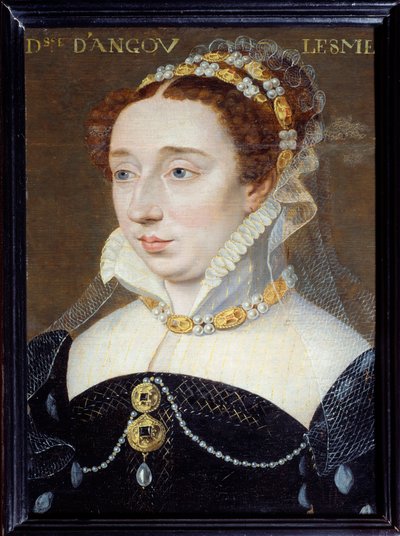 Portrett av Diane av Frankrike, hertuginne av Angouleme (1538-1619), legitimert datter av Henri IV Maleri av Francois Clouet (1515-1572) 1500-tallet Søn. 0,31x0,23 m Paris, Musee Carnavalet av François Clouet