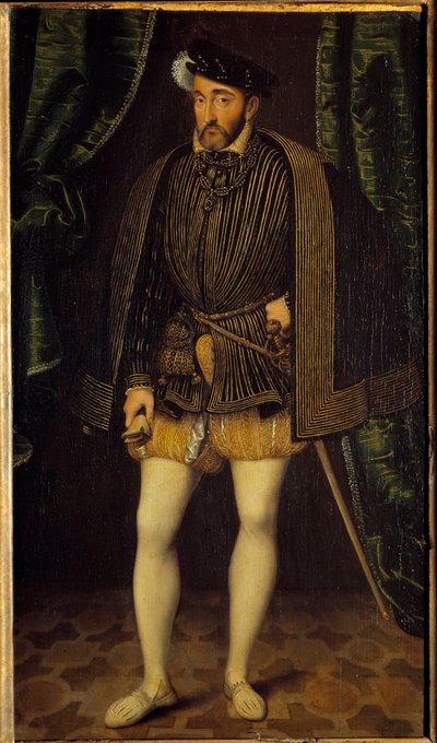 Portrett av Henrik II (1519 - 1559) konge av Frankrike. Maleri av verkstedet til Francois Clouet (1515-1572) av François Clouet