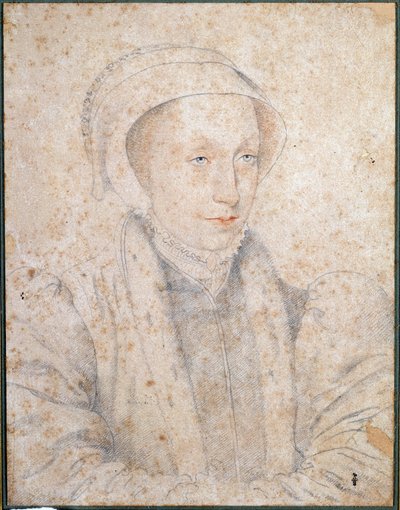 Portrett av Marie Stuart Agee (1542-1587), dronning av Frankrike og Skottland Tegning a la sanguine av Francois Clouet (1515-1572) 1500-tallet. Musee Conde, Chantilly av François Clouet