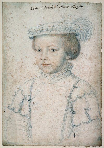 Portrett av kongen av Frankrike Francois II (1544-1560). Tegning av Francois Clouet (1515-1572) av François Clouet