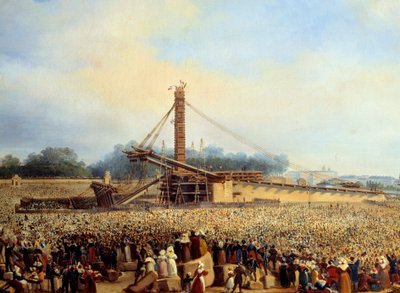 Oppføring av obelisken til Luxor place de la concorde (25. oktober av Francois Dubois