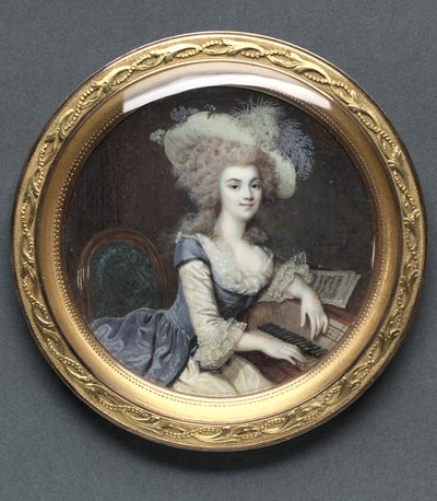 Portrett av en kvinne ved et cembalo, ca. 1788. av Francois Dumont