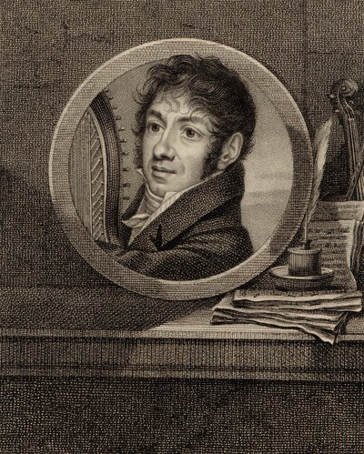Portrett av harpisten og komponisten Jean-Aimé Vernier 1769-1840, ca. 1800. av Francois Dumont