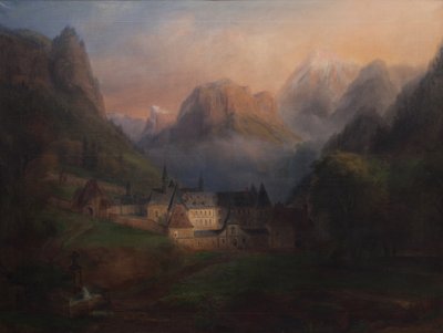 Generell utsikt over Grande Chartreuse-klosteret 1870 (Olje på lerret) av Francois Edme Ricois