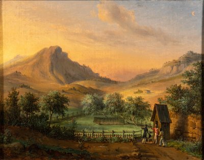 Napoleons grav på St Helena-øya i Geranium-dalen. av Francois Edme Ricois