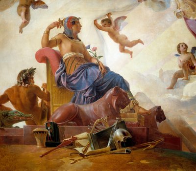 Studie og Genia avslører det gamle Egypt til Hellas Detalj som representerer Egypt. Maleri av Francois Edouard Picot (1786-1868) 1800-tallet av Francois Edouard Picot