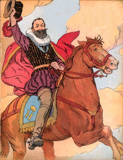 Kong Henrik IV (1553-1610) (kongen av Frankrike Henri IV) Illustrasjon av Francois Edouard Zier (1856-1924) i Our-glories-nationales”” 1920 av Francois Edouard Zier