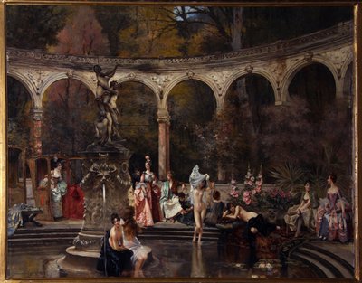 Kurtisanerbad på 1700-tallet - Maleri av Francois Flameng (1856-1923), olje på lerret av Francois Flameng