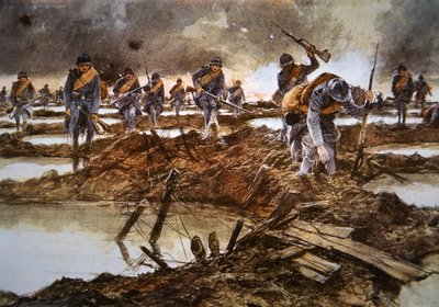 Klokken fem om morgenen 31.7.1917 (litho-farge) av Francois Flameng