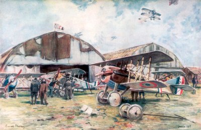 French Fighter Squadron Aerodrome, 1918, 1926. av Francois Flameng