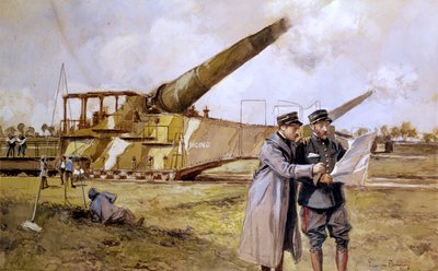 Tungt artilleri på jernbanen, oktober 1916 av Francois Flameng