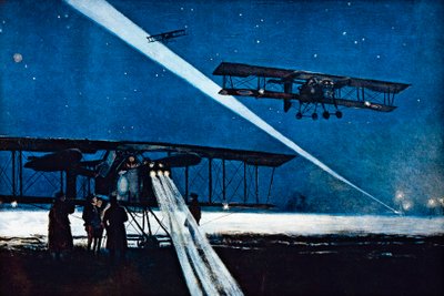 Retur fra nattflyvning, simulert bombing av Francois Flameng