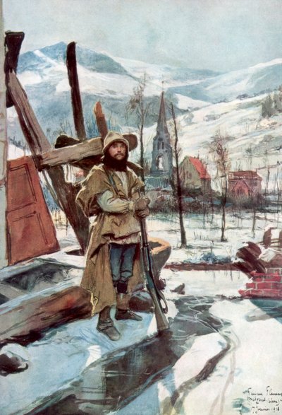 Stående vakt nær Metzeral, Alsace, januar 1916, 1926. av Francois Flameng