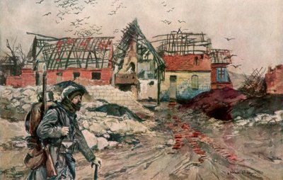 Ruinene av Ablain-Saint-Nazaire, Artois, Frankrike, 18. desember 1915, 1926. av Francois Flameng