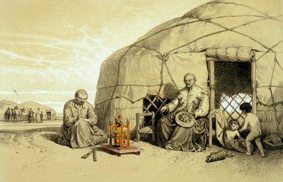 Kalmuks with a Prayer Wheel, Sibir, illustrasjon fra 