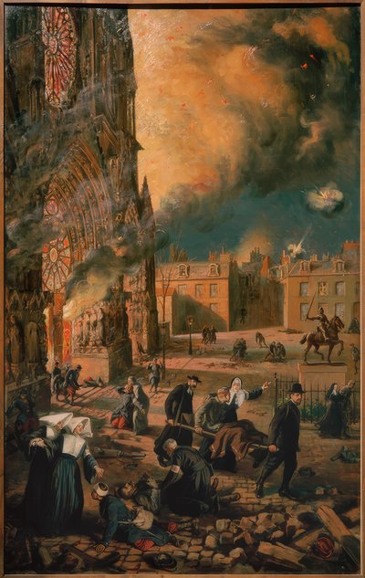 Reims katedral i brann av Francois Fournier Sarloveze