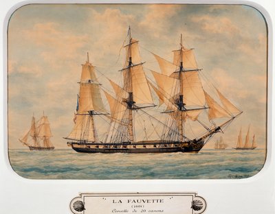 Korvetten Fauvette, av Francois Roux (1811-1882), akvarell, Frankrike av Francois Geoffroy Roux