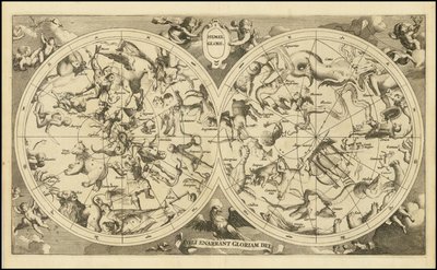 Himmelskart fra 1720 - Hemel Globe. Himmelen forkynner Guds ære av François Halma