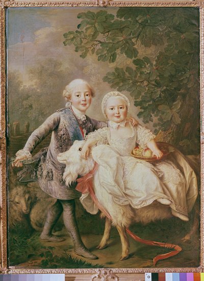 Charles av Frankrike (1757-1836) greve av Artois og hans søster, Clothide (1759-1802) 1763-64 av Francois Hubert Drouais