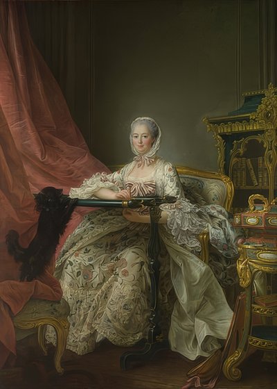 Madame de Pompadour (1721-1764) på ​​broderirammen. 1763-64 av Francois Hubert Drouais