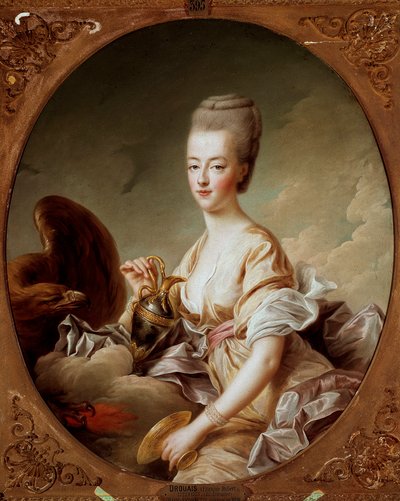 Portrett av Marie Antoinette (1755-1793), Dauphine, i Hebe-maleri av Francois Hubert Drouais (1727-1775) 1773 Søn. 0,96x0,8 m Chantilly, Conde museum - Portrett av Marie Antoinette av Østerrike (1755-1793), Dauphine av Frankrike, som Hebe, av Francois-Hube av Francois Hubert Drouais