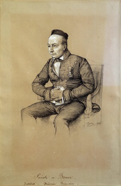 Portrett av Charles Augustin Sainte Beuve (1804-1869), fransk litteraturkritiker og forfatter. Tegning av Francois Joseph Heim (1787-1865) av François Joseph Heim
