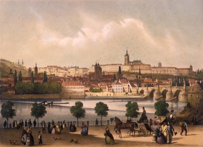 Utsikt over det lille kvarteret og Praha slott Hradcany, ca. 1845 av Francois Joseph Sandmann