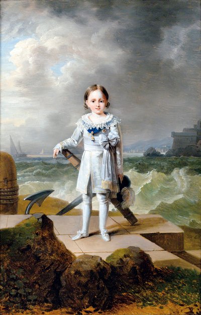 Portrett av prins Napoleon Louis Bonaparte (1804-1831) (Portrett av Napoleon-Louis Bonaparte) Maleri av Francois-Joseph Kinson (1770-1839) ca. 1810 - Olje på lerret, 33x22 - Privat samling av Francois Josephe Kinson