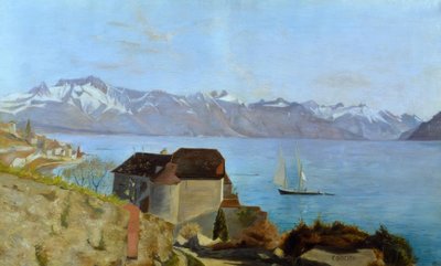 Glérolles slott og Genfersjøen av Francois-Louis-David Bocion