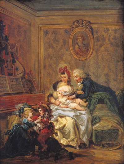 Tilfredsstillelsen av ekteskapet eller den lykkelige familien av Francois Louis Joseph Watteau