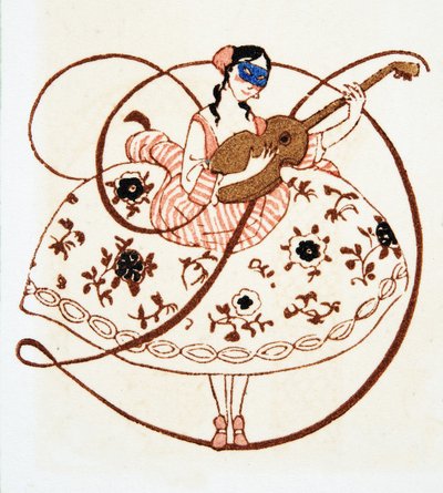 Bokstav D, fra Personages de Comedie, pub. 1922 (stensiltrykk) av Francois Louis Schmied