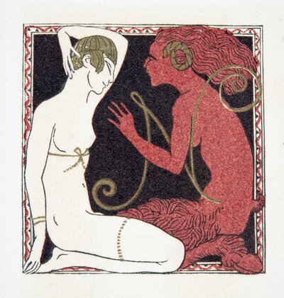 Bokstav N, fra Personages de Comedie, pub. 1922 (stensiltrykk) av Francois Louis Schmied